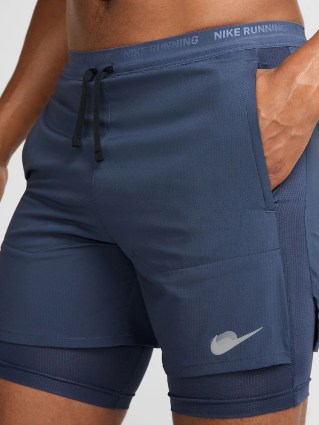 NK Black Dri-Fit Stride 5 Inch 2-in-1 Running Shorts