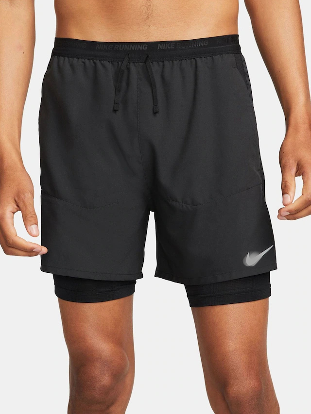 NK Black Dri-Fit Stride 5 Inch 2-in-1 Running Shorts
