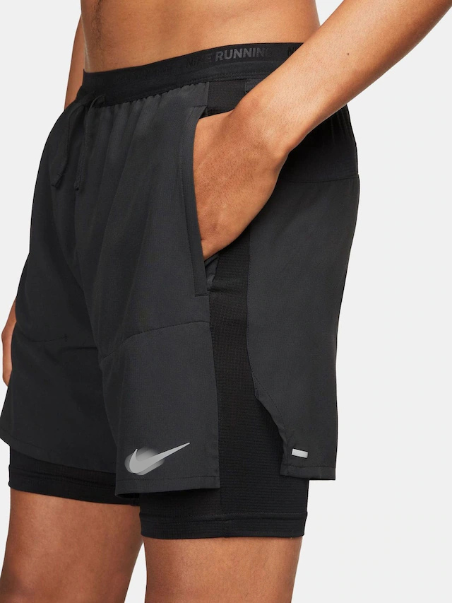 NK Black Dri-Fit Stride 5 Inch 2-in-1 Running Shorts