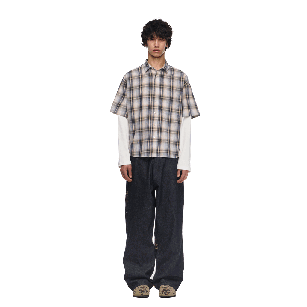 "lotus v2" layered Shirt plaid cream