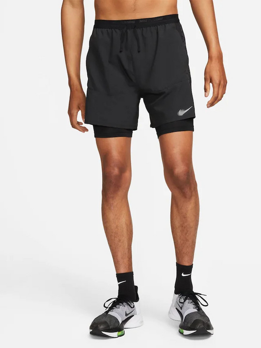 NK Black Dri-Fit Stride 5 Inch 2-in-1 Running Shorts