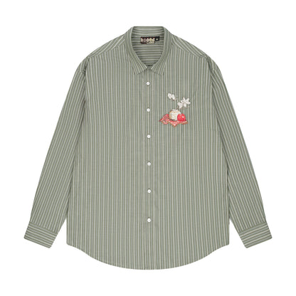 "garden of eden" green-white striped Shirt