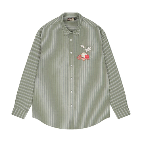 "garden of eden" green-white striped Shirt