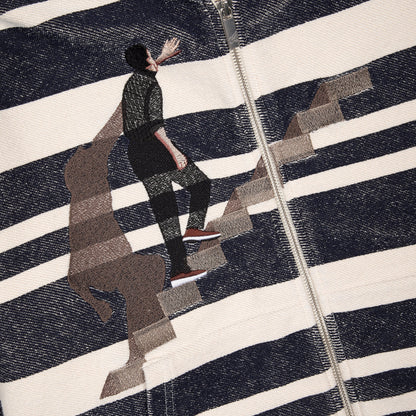 "on air" striped Zip Up