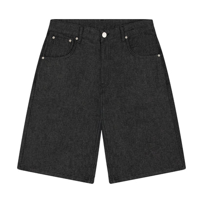 "aziza" black raw Jorts 02