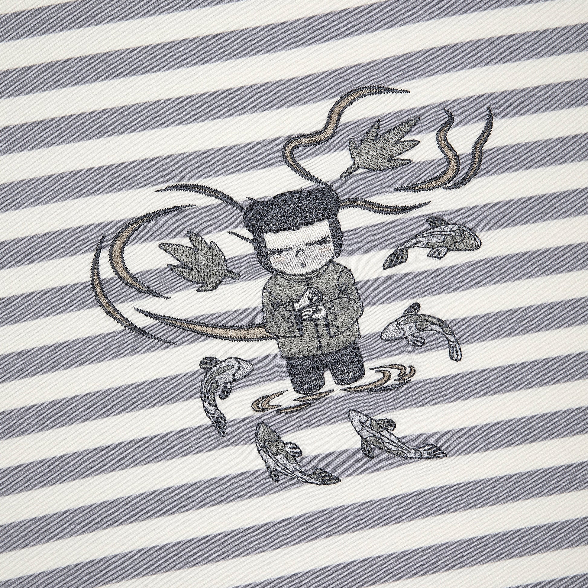 "koi" T Shirt grey striped