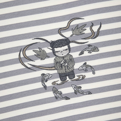 "koi" T Shirt grey striped