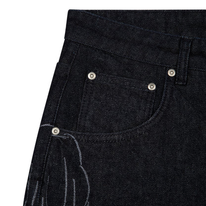 "hellboy" indigo raw bootcut Denim