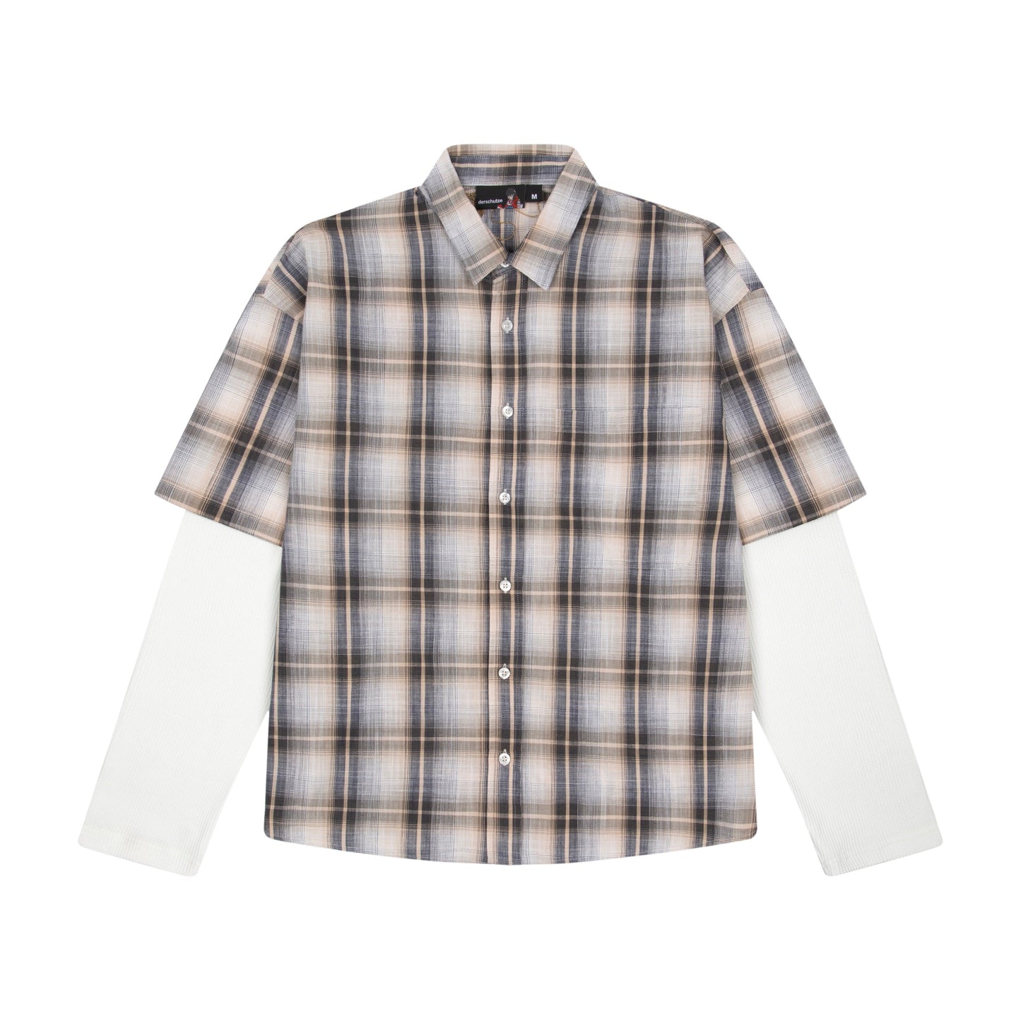 "lotus v2" layered Shirt plaid cream