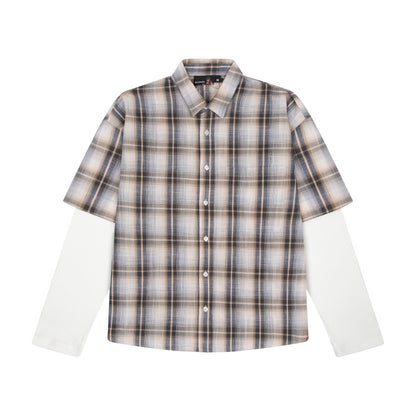 "lotus v2" layered Shirt plaid cream