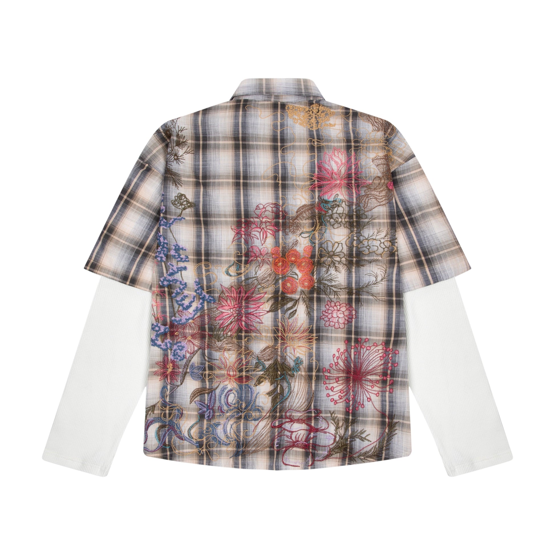 "lotus v2" layered Shirt plaid cream
