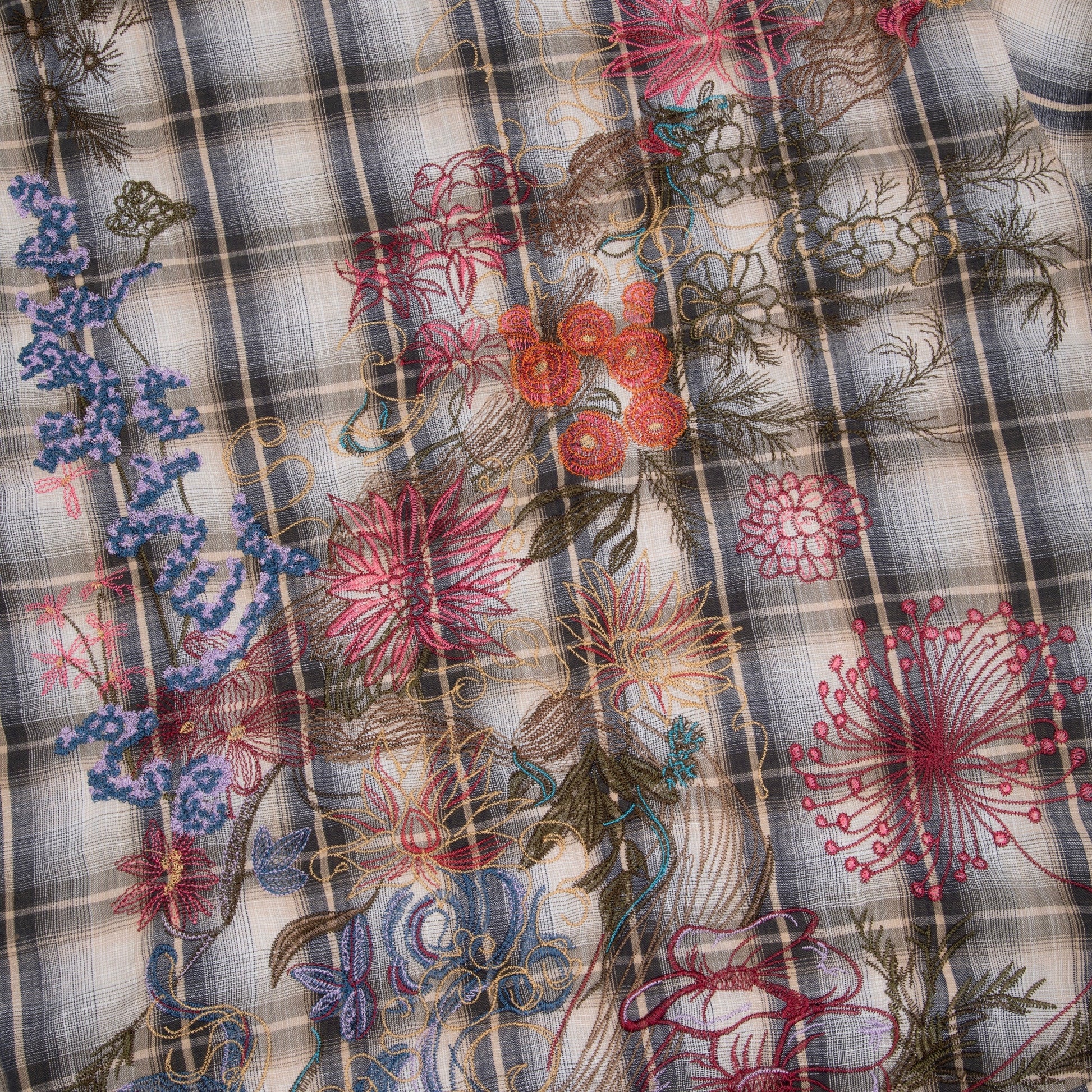 "lotus v2" layered Shirt plaid cream