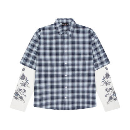 "lotus v2" layered Shirt plaid blue