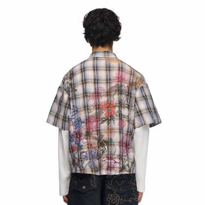 "lotus v2" layered Shirt plaid cream
