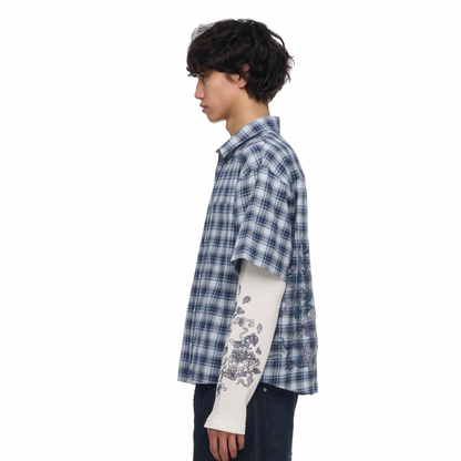 "lotus v2" layered Shirt plaid blue