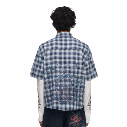 "lotus v2" layered Shirt plaid blue
