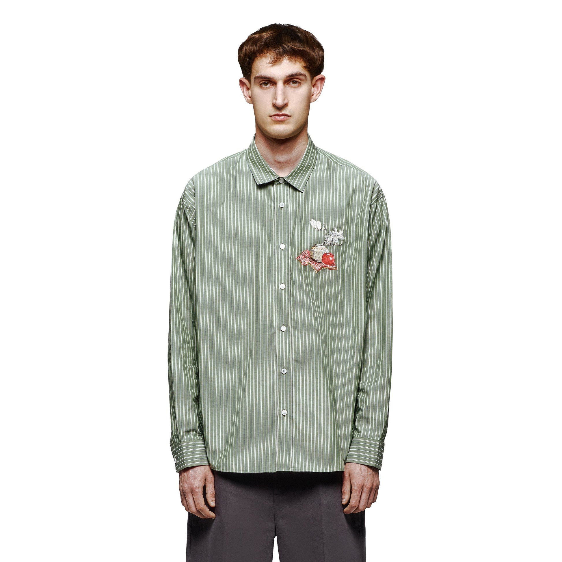 "garden of eden" green-white striped Shirt