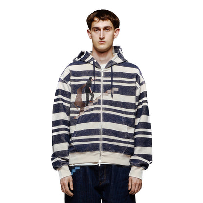 "on air" striped Zip Up