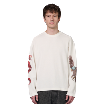 "hellboy" waffle Longsleeve off white