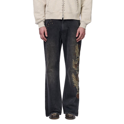 "hellboy" brown washed bootcut Denim