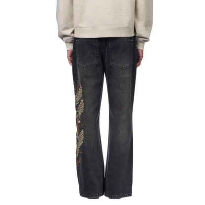 "hellboy" brown washed bootcut Denim