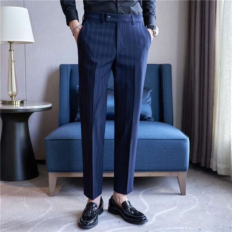 Pinstripe Suit Trousers for Men Valerion