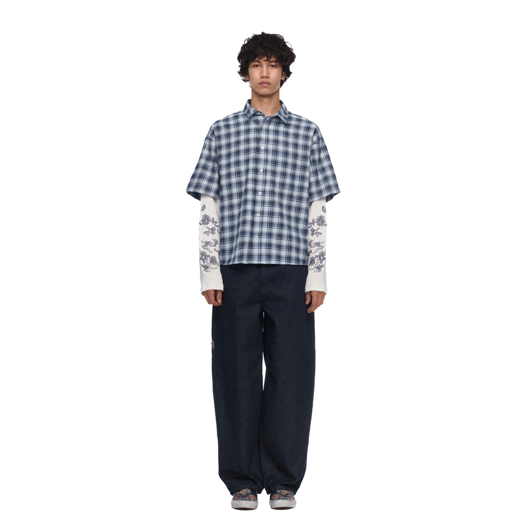 "lotus v2" layered Shirt plaid blue
