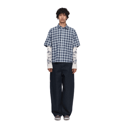 "lotus v2" layered Shirt plaid blue